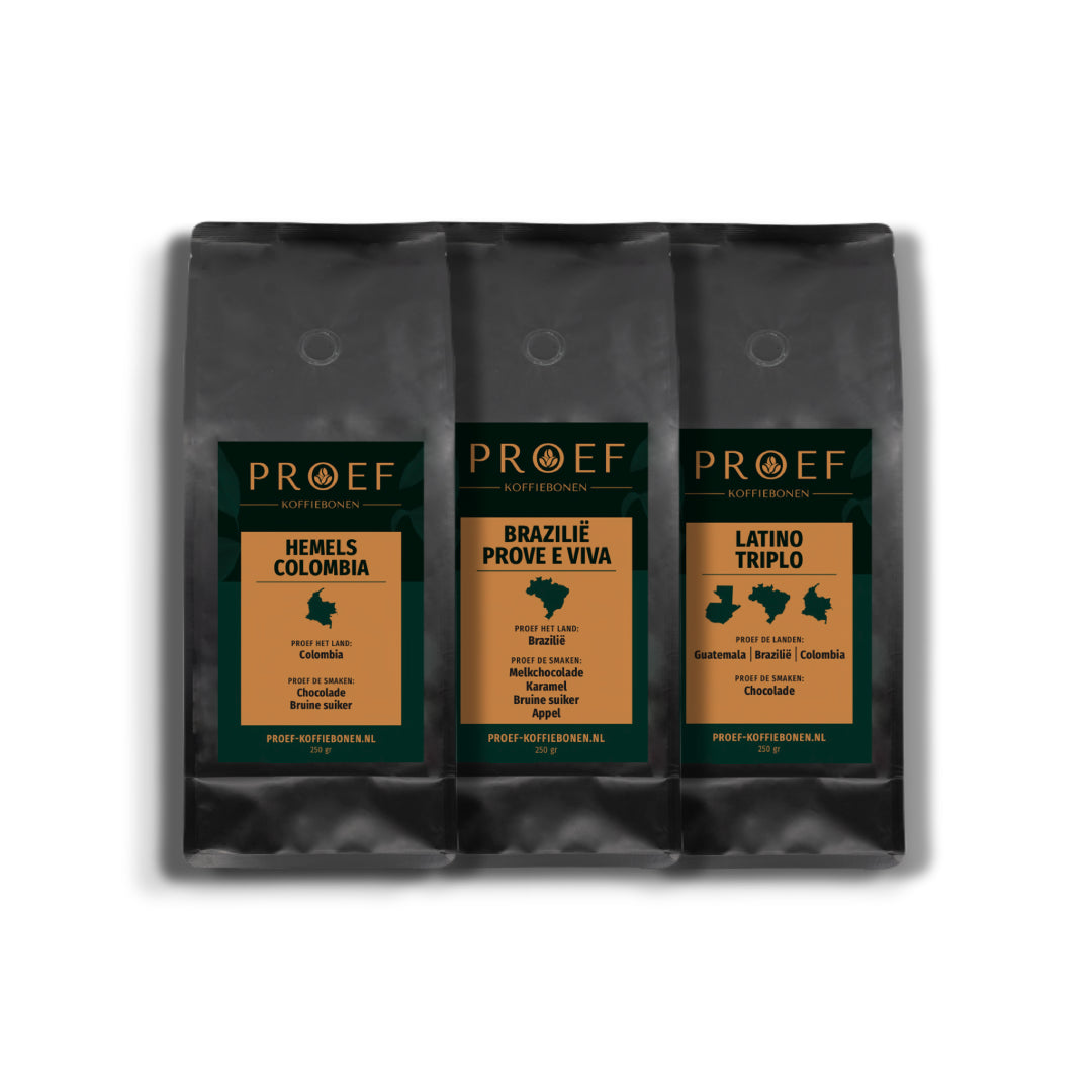 Vers gebrande koffiebonen Proefpakket Zuid-Amerika - Proef Koffiebonen - Decaf Koffiebonen - Swiss Water Process - Lekkerste koffiebonen